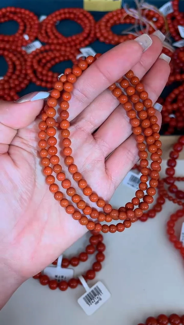 手串未镶嵌南红玛瑙5mm瓦西柿子红多圈手串A25