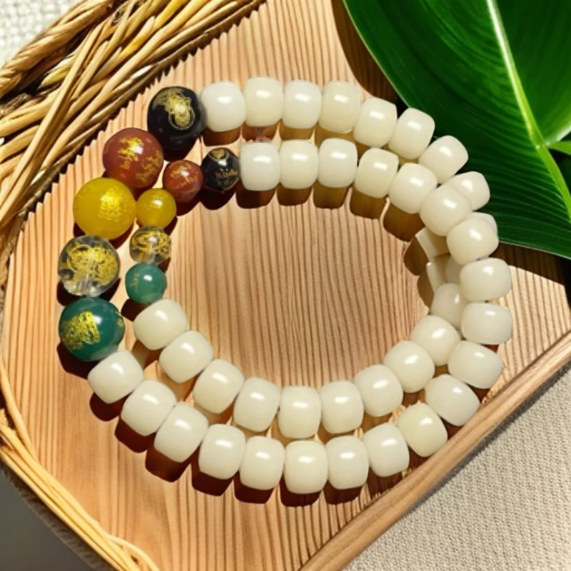 财富道：道力术白玉菩提 醒悟 财富道生意道 双圈手串