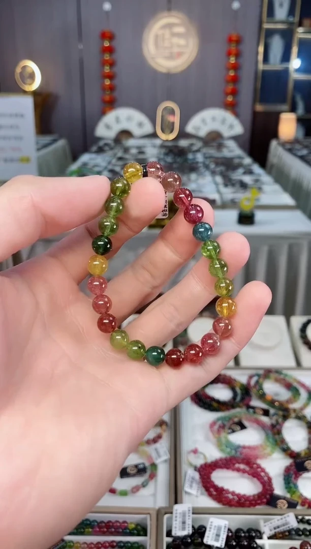 未镶嵌收藏级老矿碧玺单圈手串7mm+碧玺xion多样性发一条