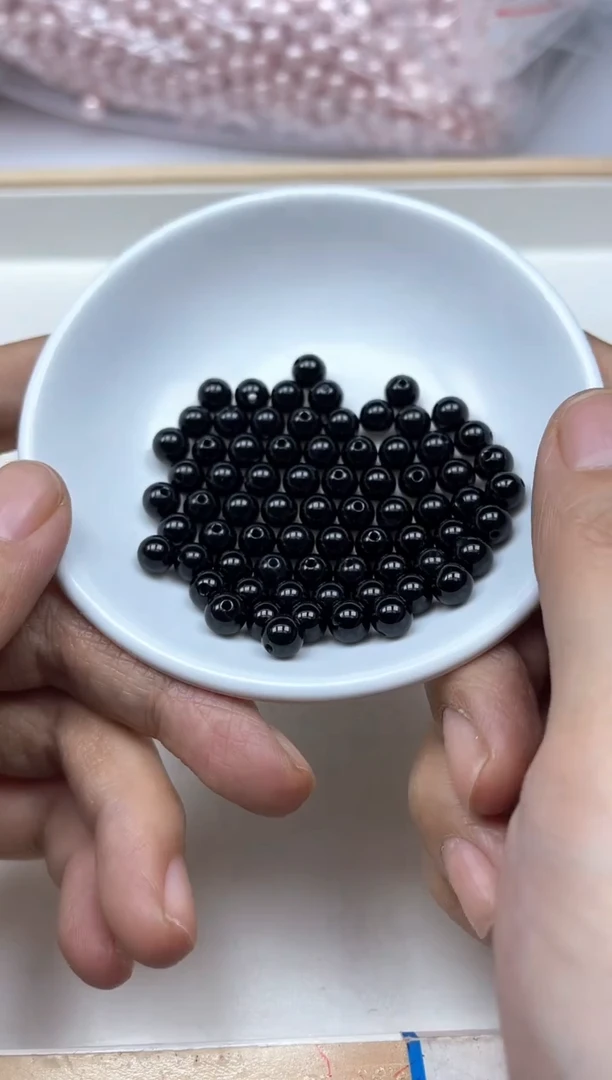 玛瑙/玉髓散珠未镶嵌B349黑玛瑙6mm30颗6元