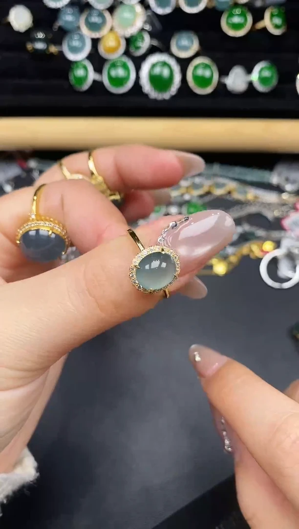 银S925镶嵌戒指翡翠385785