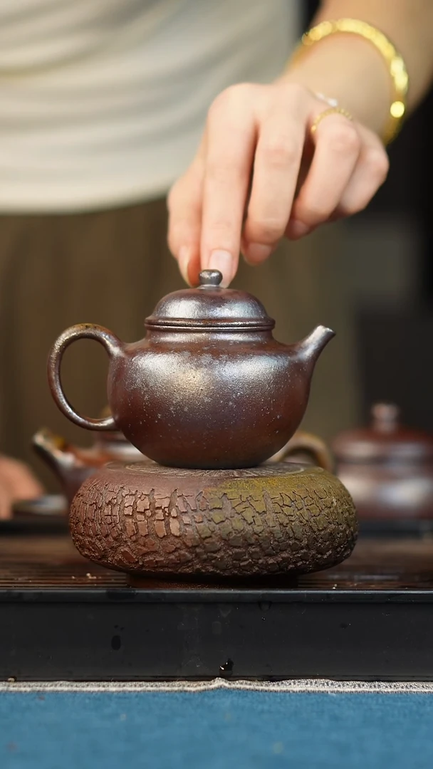 茶壶紫砂六*妈柴烧紫砂天青小苹果140cc