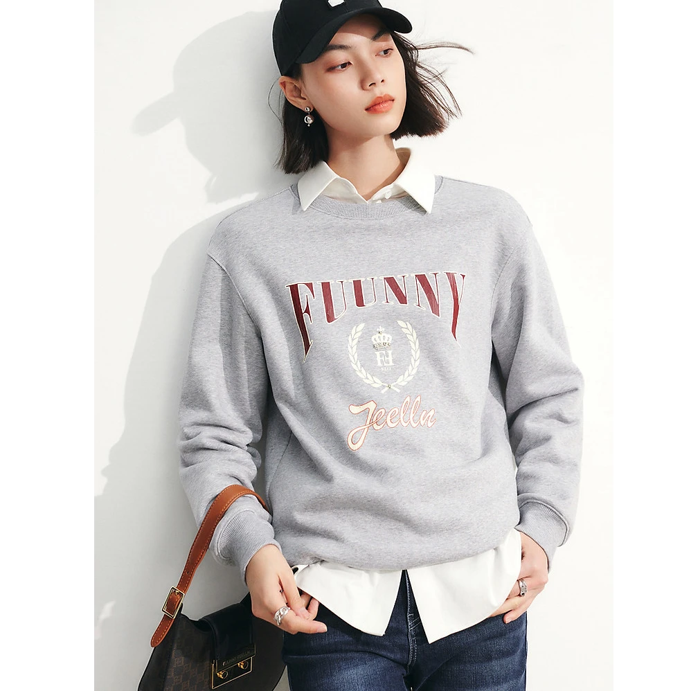 仿佛卫衣女圆领时尚印花气质宽松FM00821