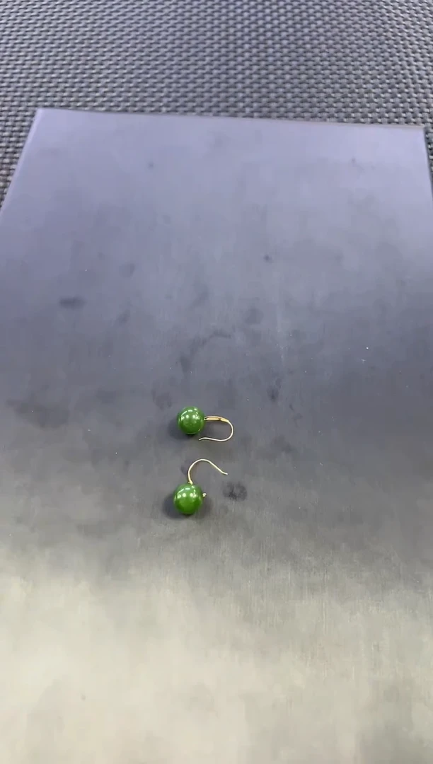 【闪购商品】和田玉耳坠18K金镶嵌约9mm+（多样性发一件）