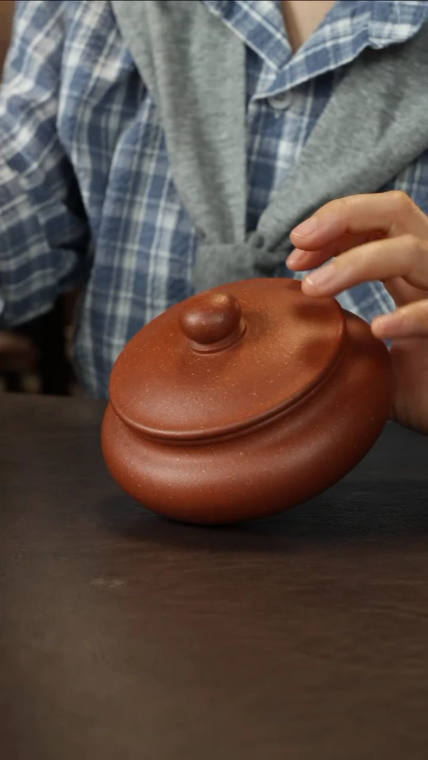 紫砂茶叶罐红降坡仿古罐约100g装