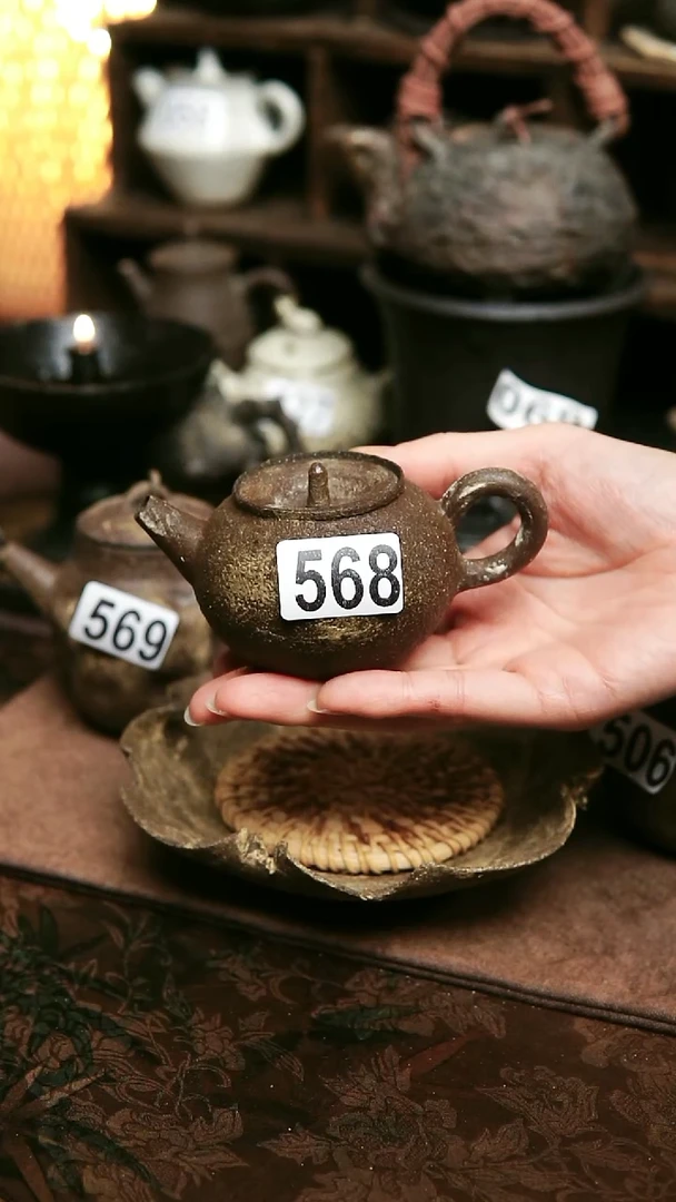 紫砂全手工粉引茶壶满容110毫升