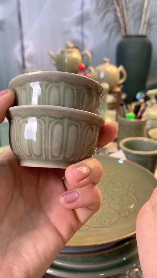 耀州窑微瑕处理091601 德钟茶杯 2只