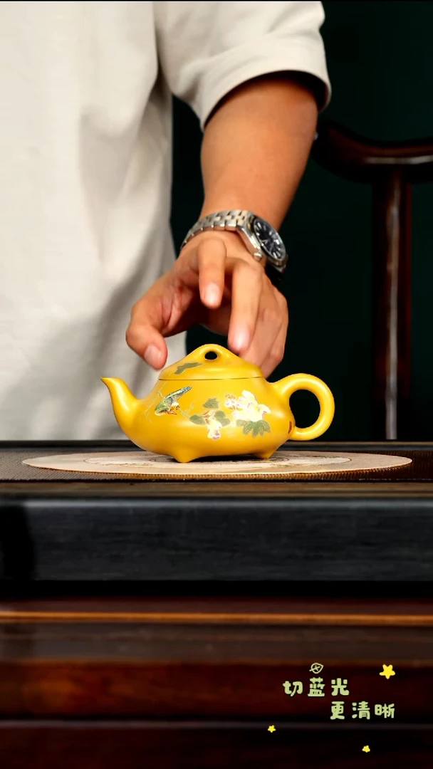 茶壶紫砂宜兴紫砂 YJB 黄金朱泥 汉棠石瓢 240cc
