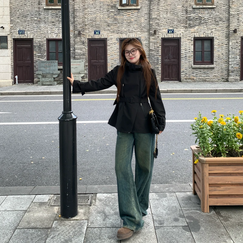 盈盈&南岛风大码女装显瘦冲锋衣短外套胖mm宽松遮肉风衣ZYY2191