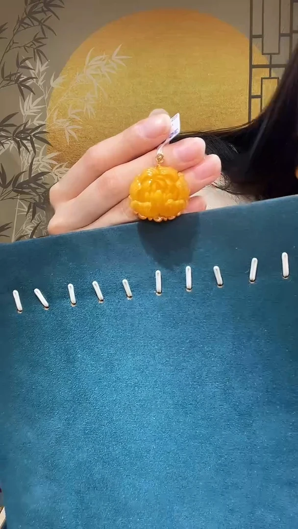 18K金镶嵌琥珀裸石A0085天然蜜蜡