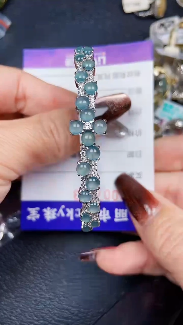 颈饰银S925镶嵌翡翠7603