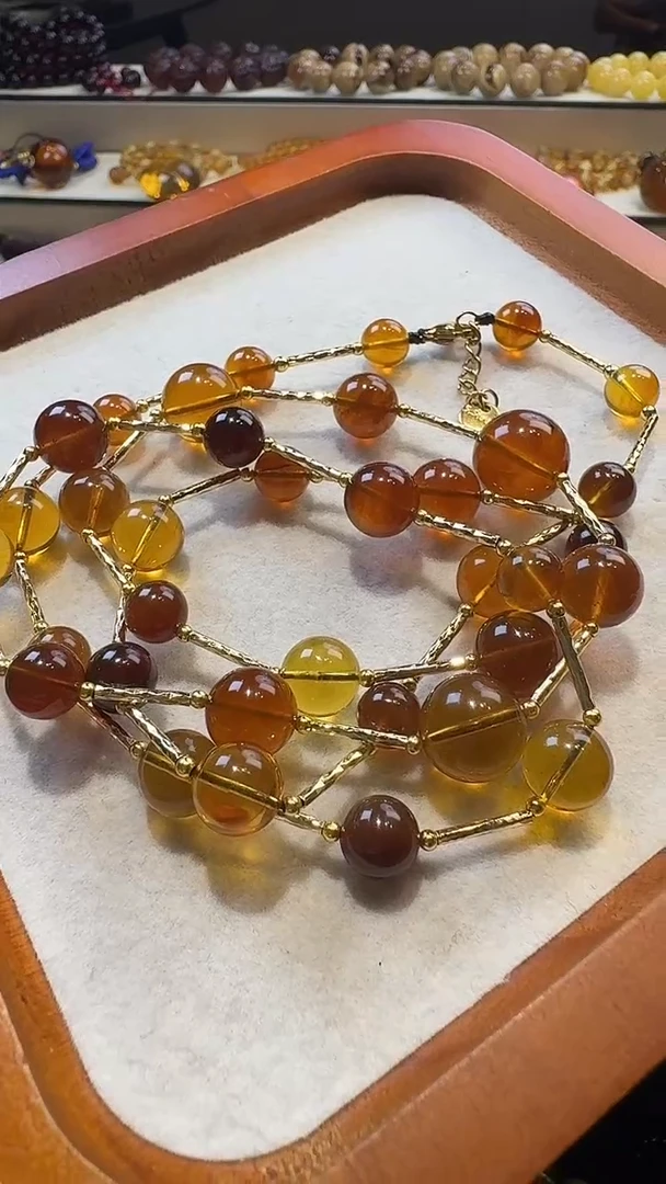 琥珀颈饰未镶嵌满天星项链06