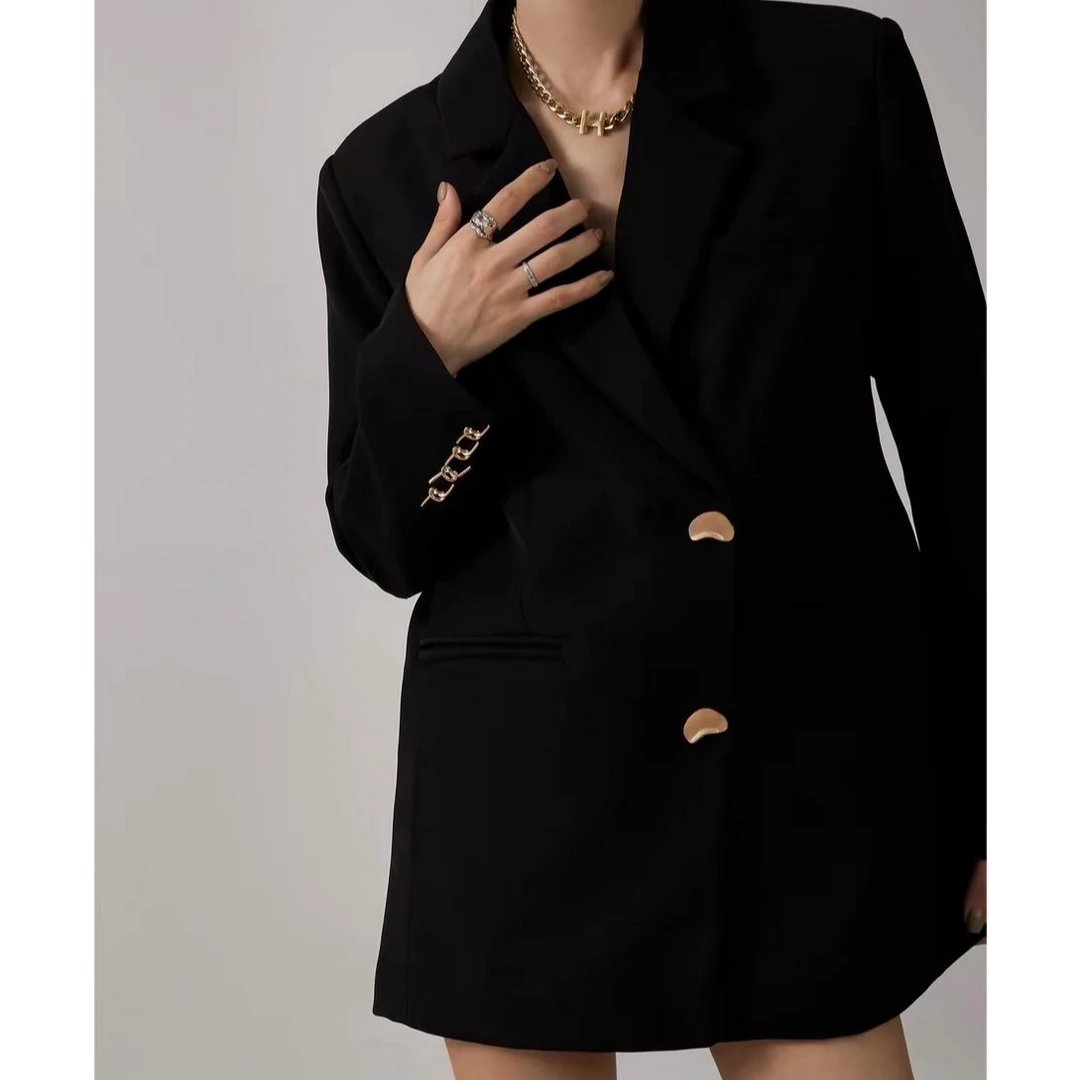 【尤希】原创设计翻驳领小西装外套女秋季阔形设计感休闲西服上衣