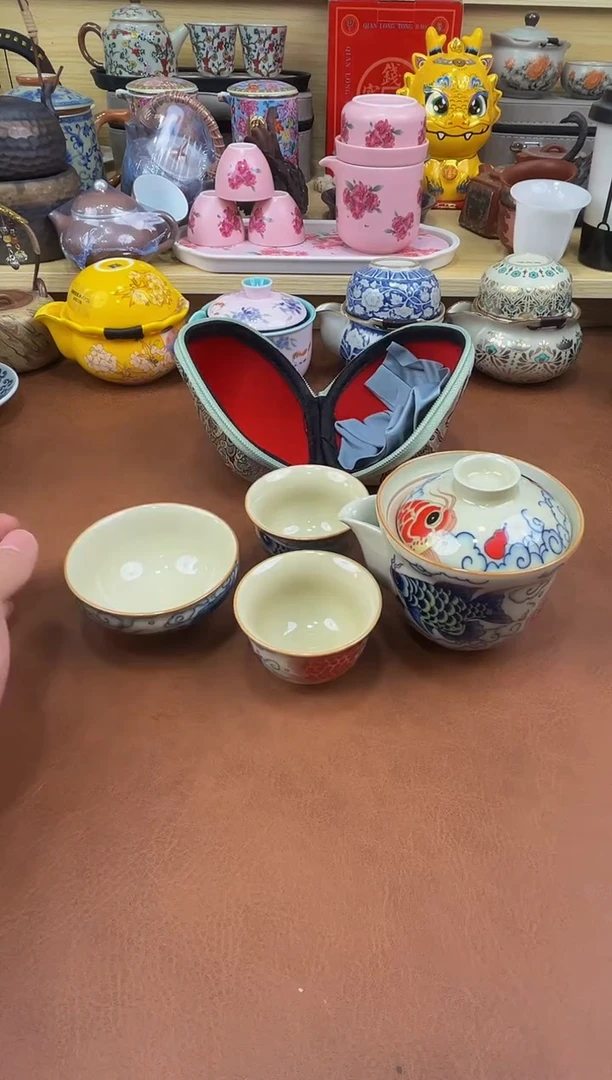 陶瓷茶具摆件旅行套组