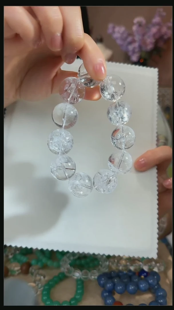 水晶手串未镶嵌天然白阿塞手串