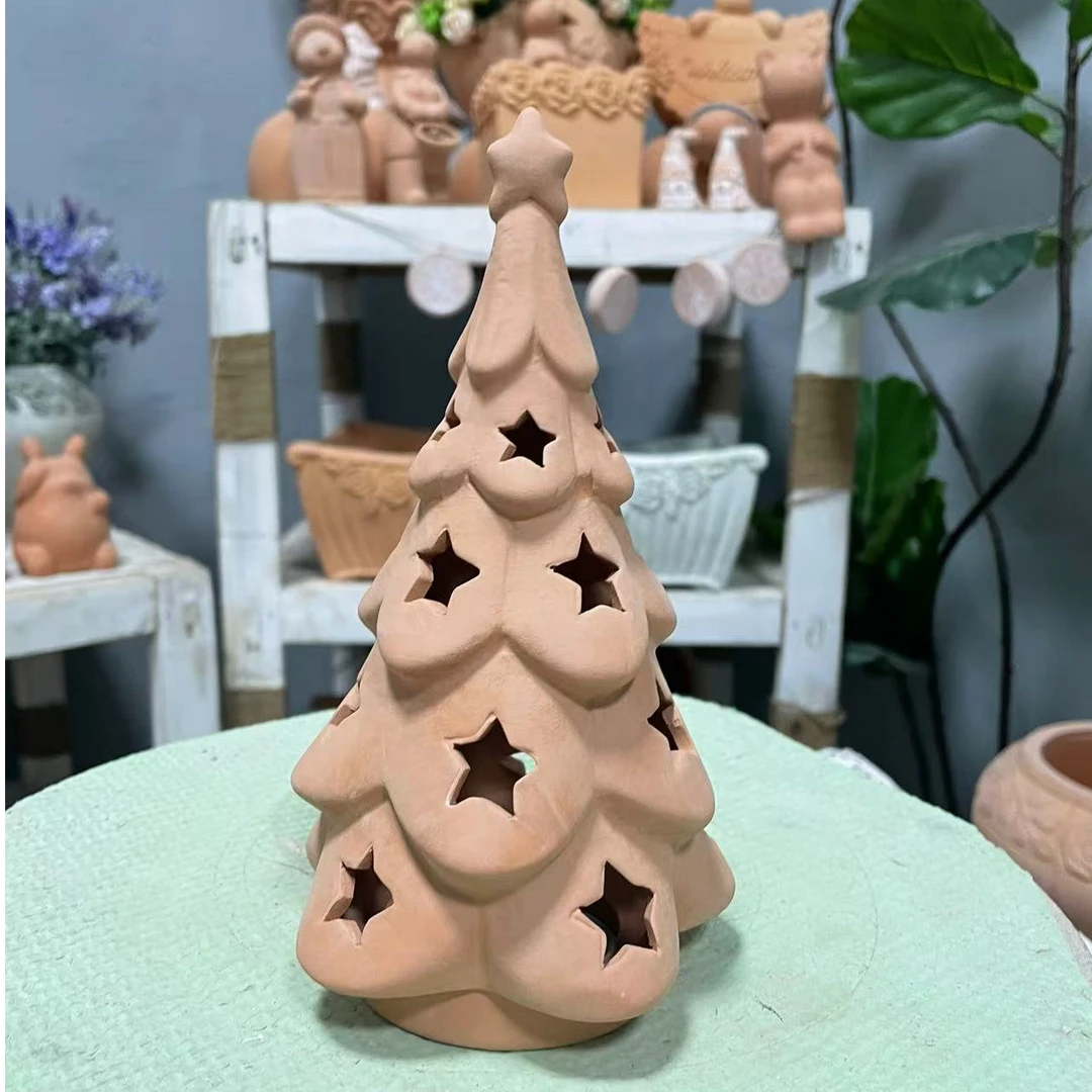 GREEN LAND 绿家园在线圣诞树红陶花盆摆件