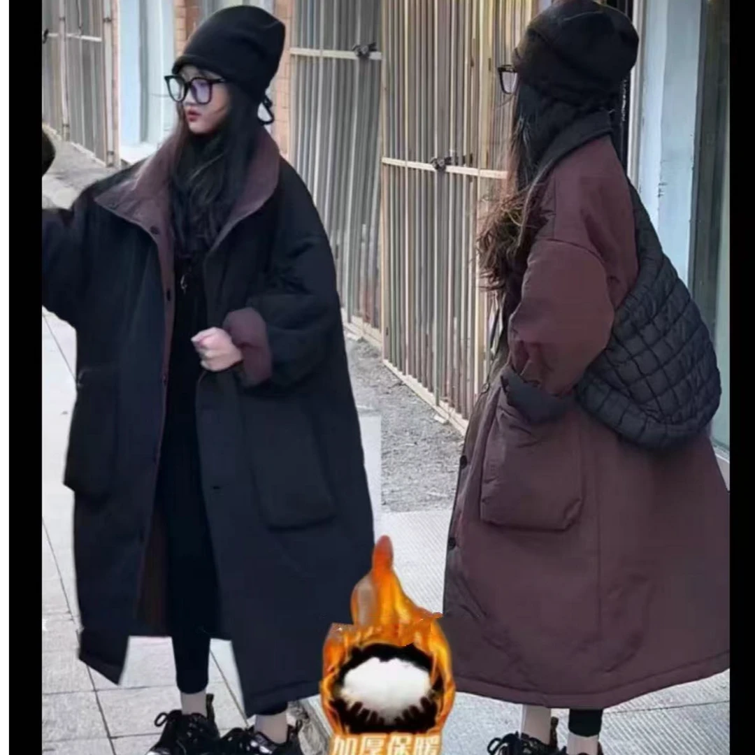 501103《现1》韩版休闲时尚男童女童中长款冬季保暖两面穿棉服外套