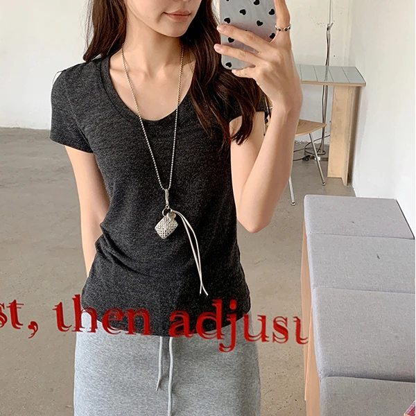 美式大领口正肩短袖t恤女夏季薄款内搭露锁骨修身显瘦打底衫上衣