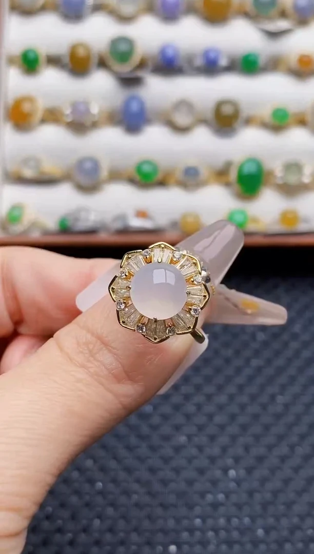 银S925镶嵌戒指翡翠7473