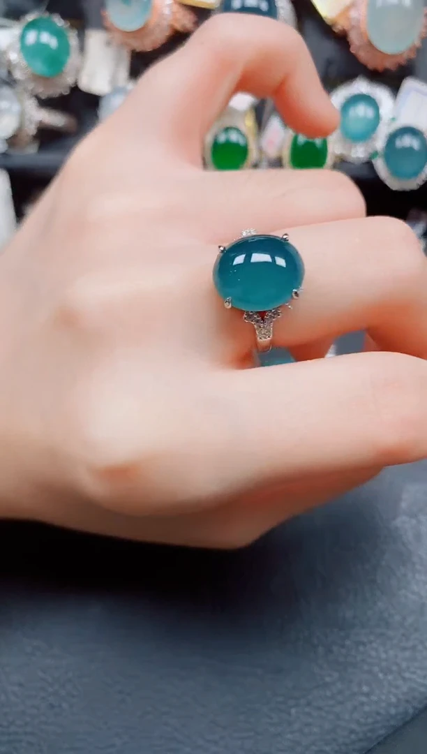 银S925镶嵌戒指翡翠翡翠