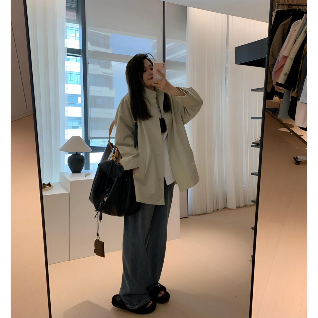 【胖佳佳】秋风歌 时尚风衣短外套H624Z11981