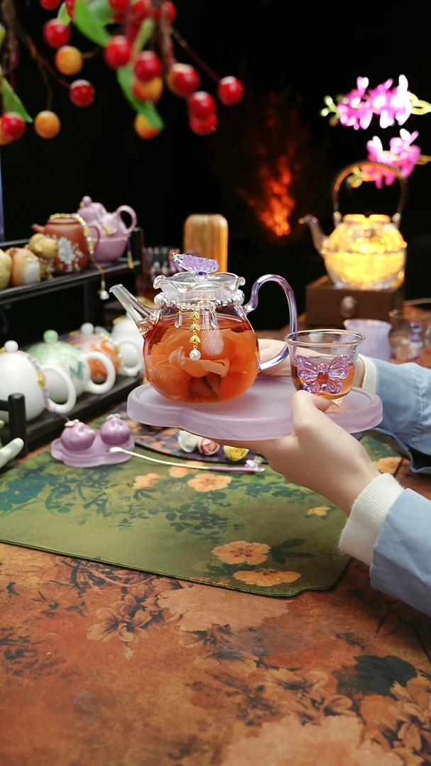 【闪购商品】紫色壶承+茶壶+链子+杯子
