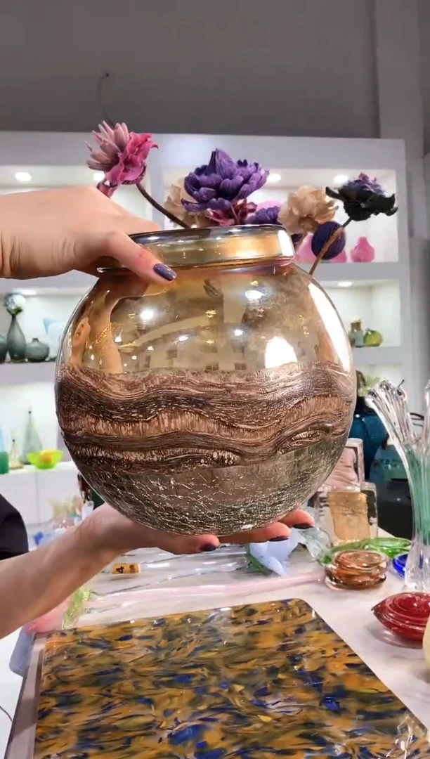 慕忆家手作琉璃花瓶瑕22*10