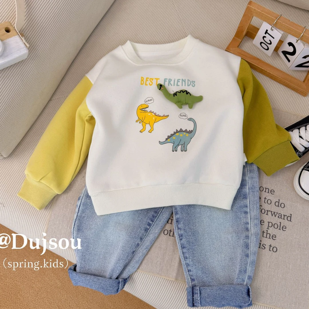 【新疆包邮】春季新款韩版小恐龙卫衣J403