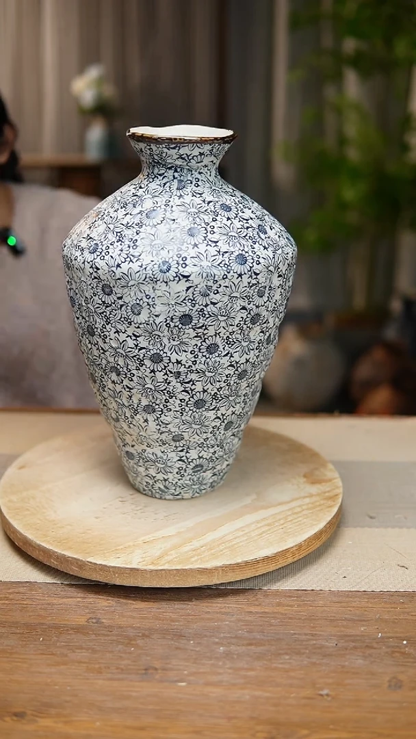 【闪购商品】陶瓷花器青花瓷向日葵高脚