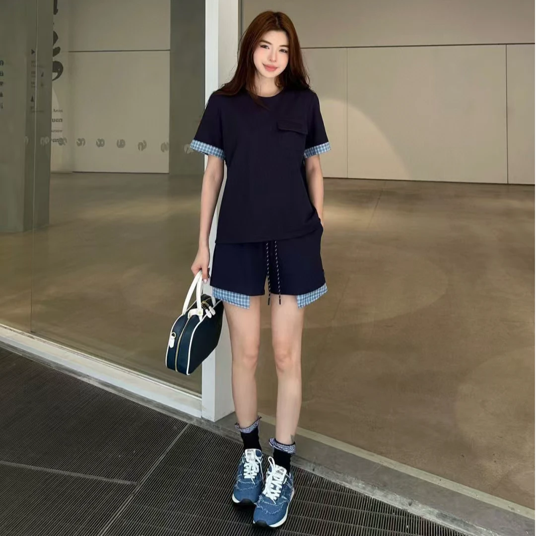 YUNAQIU-2025年夏季高级感减龄时尚休闲显瘦舒适纯色套装-2549