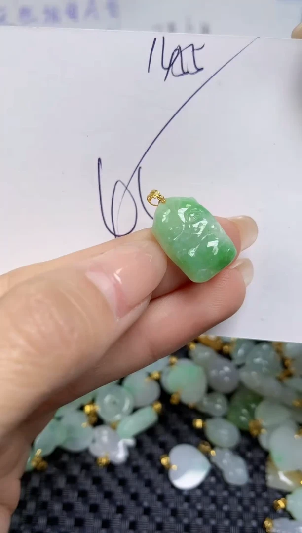 【闪购商品】翡翠颈饰18K金镶嵌天然缅甸A货翡翠