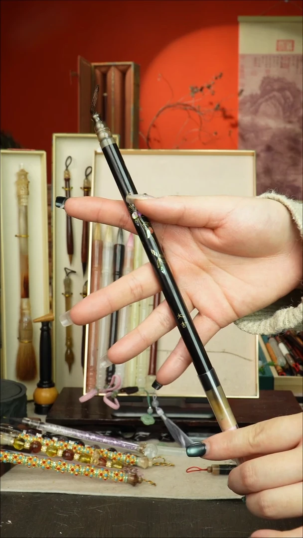 503号闪孤品高货毛笔链接 清水试笔 蘸墨不退