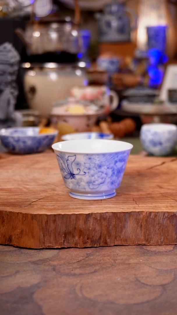 摆件陶青花淡描手工手绘手工手绘