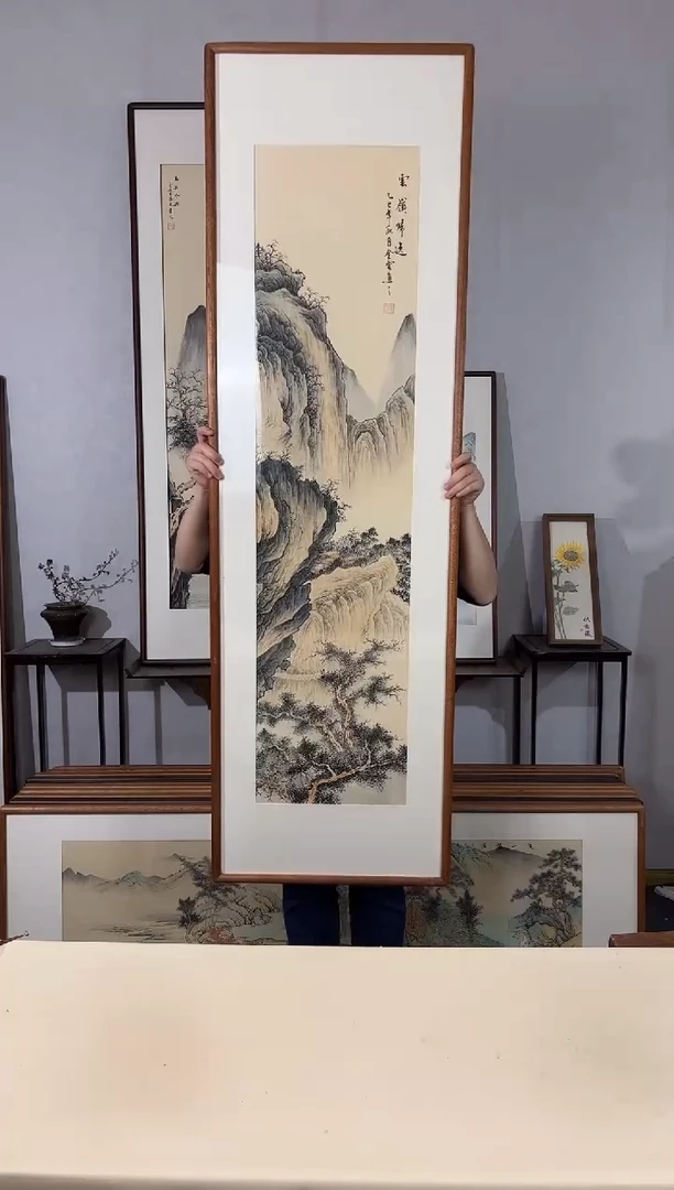 国画手绘*云岭归逸*52*172cm带框发货
