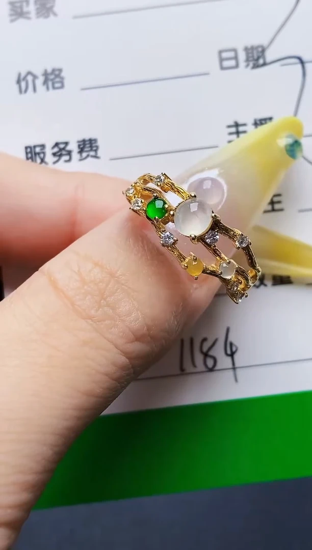 银S925镶嵌戒指翡翠7184