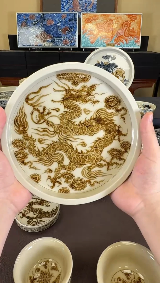 釉里金1351龙纹壶承二号釉