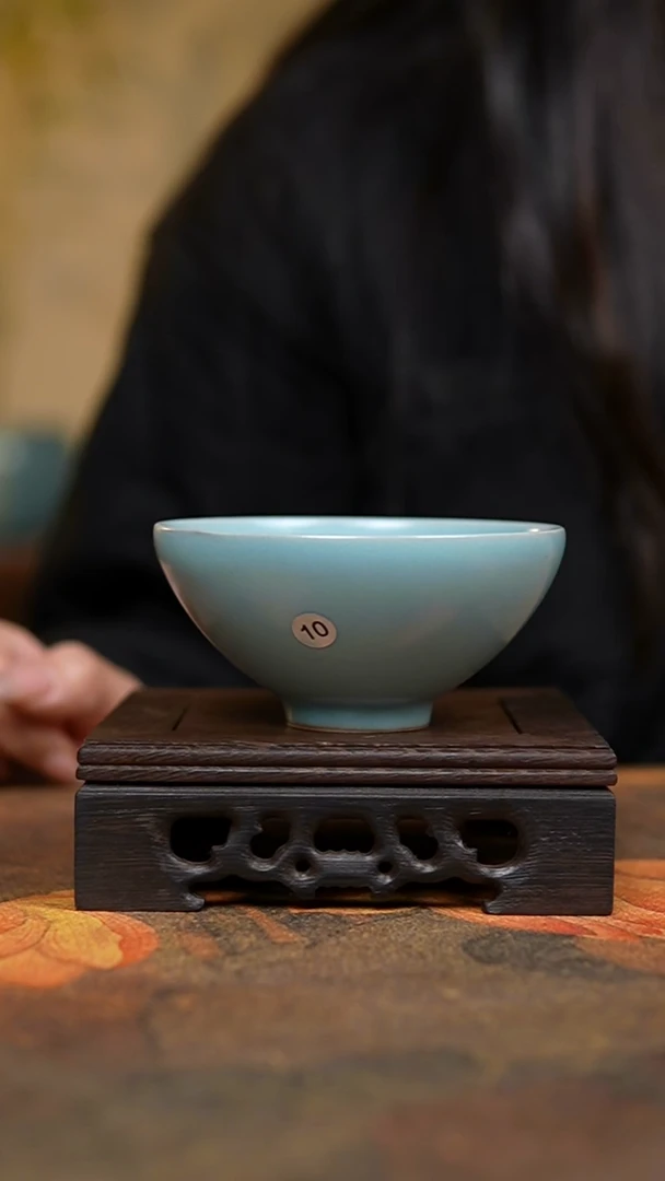 杯仿古天青鸡心杯微瑕