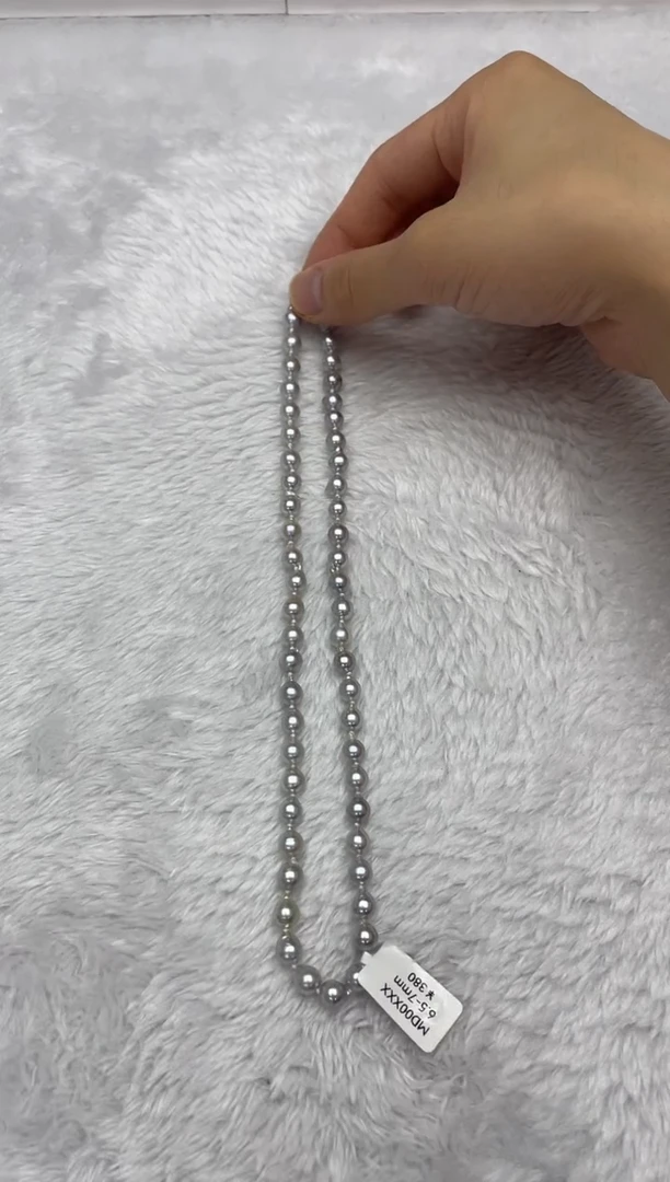 项链银S925镶嵌海水珍珠AK真多麻6.5-7mm