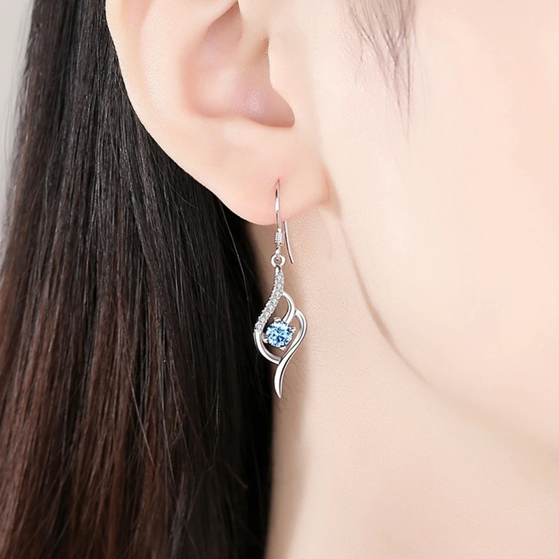 足银合成锆石耳饰 999一见倾心丘比特耳环新款潮气质送礼纯银耳钉