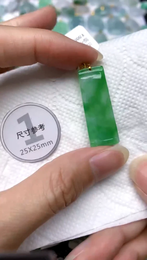 颈饰18K金镶嵌翡翠天然A货翡翠