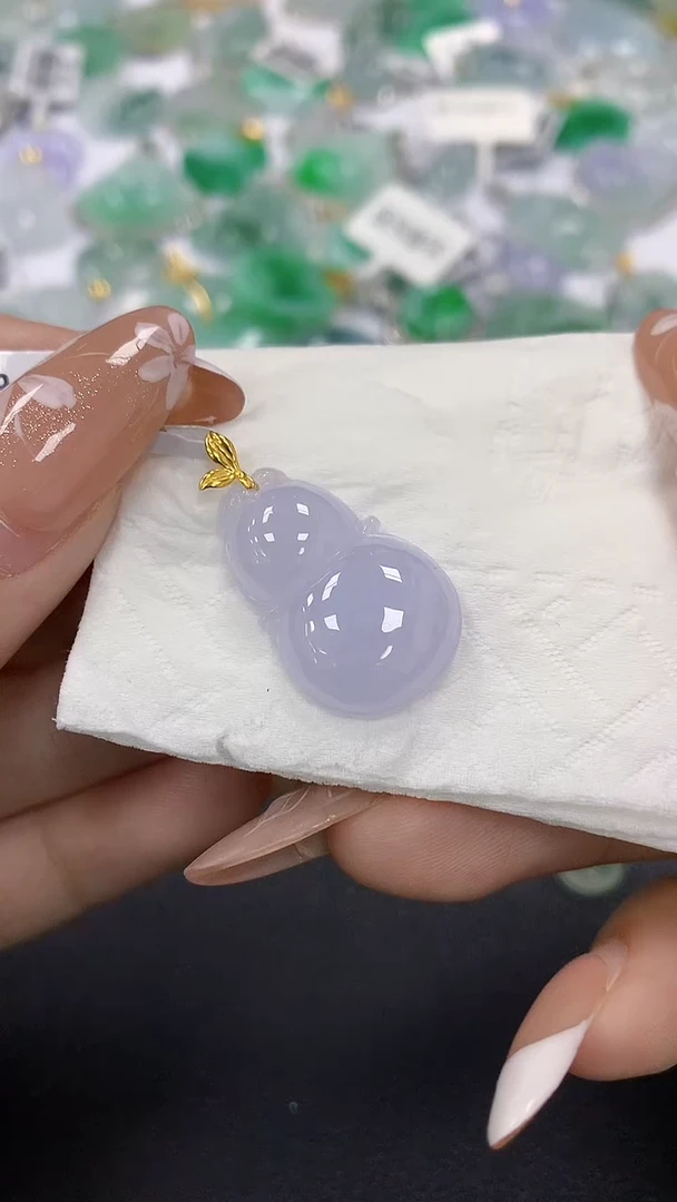 颈饰18K金镶嵌翡翠a货假一赔三支持复检百元上9元证书费自理