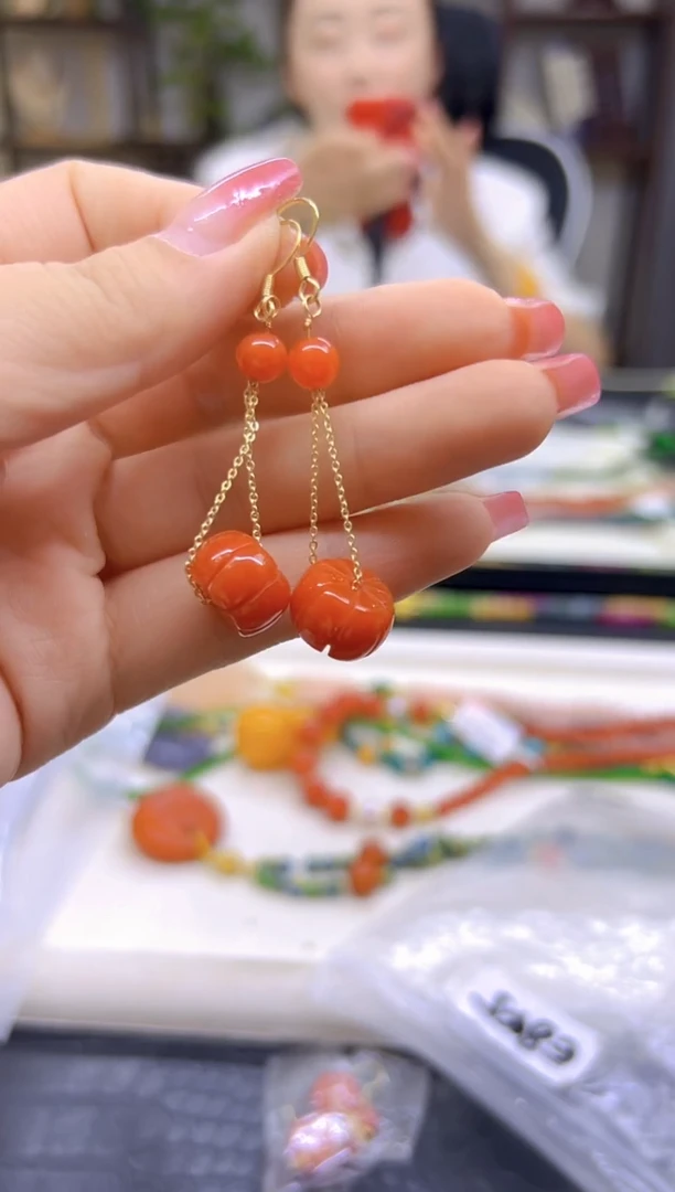 14K金镶嵌翡翠耳饰DIY款E845