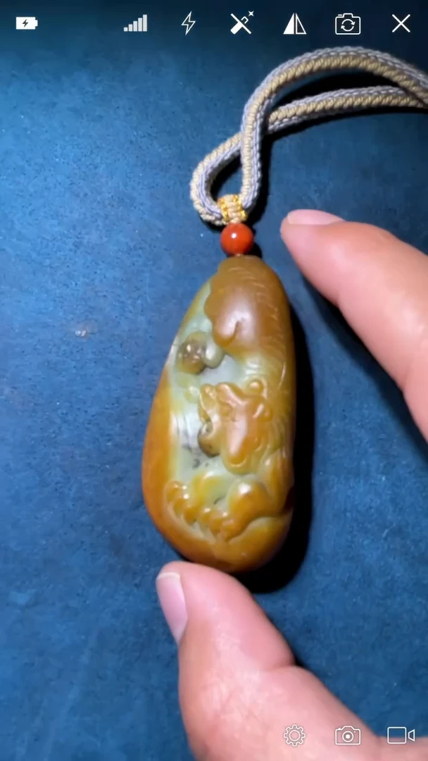 未镶嵌和田玉把件q00114     下山虎