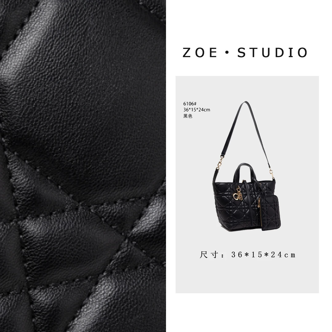 【佐伊甄选】QYX-6106-黑色轻奢女士时尚小众真皮单肩挎包