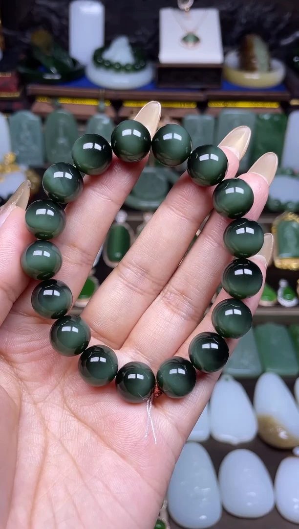 和田玉未镶嵌颈饰手串珠子直径12