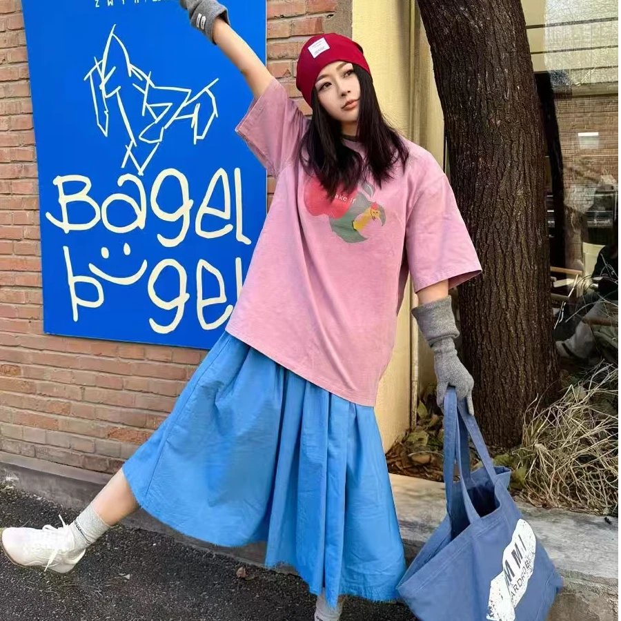 百搭宽腰头A字半身裙