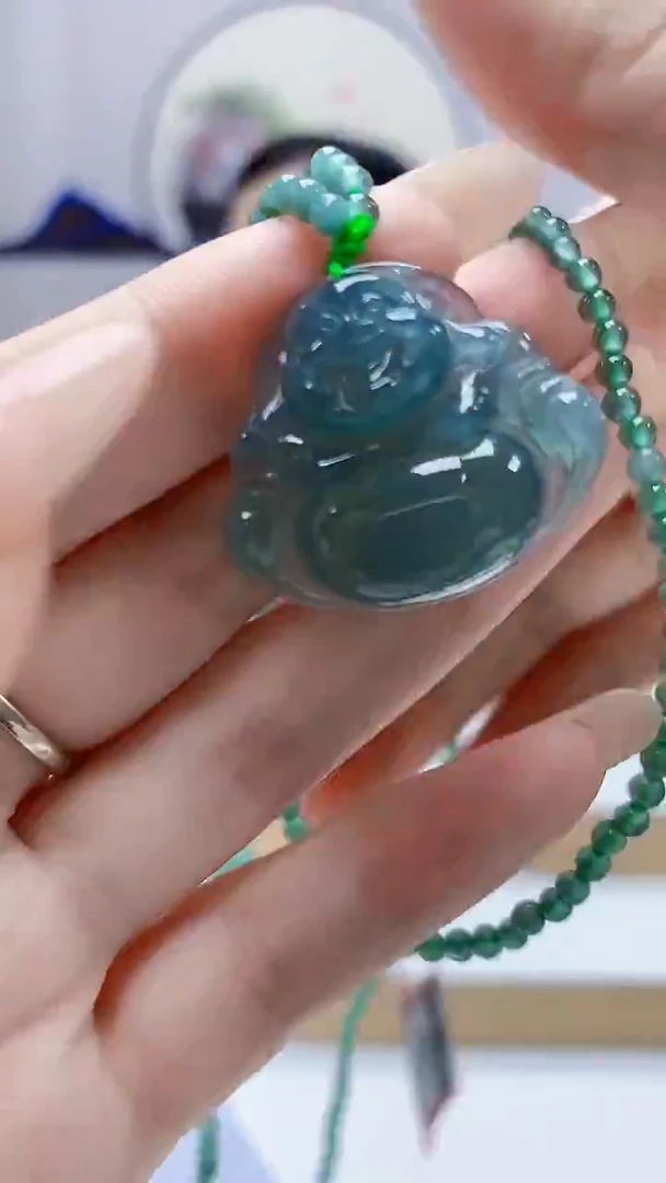 未镶嵌定制翡翠4852DD-毛货挂件赠珠链15