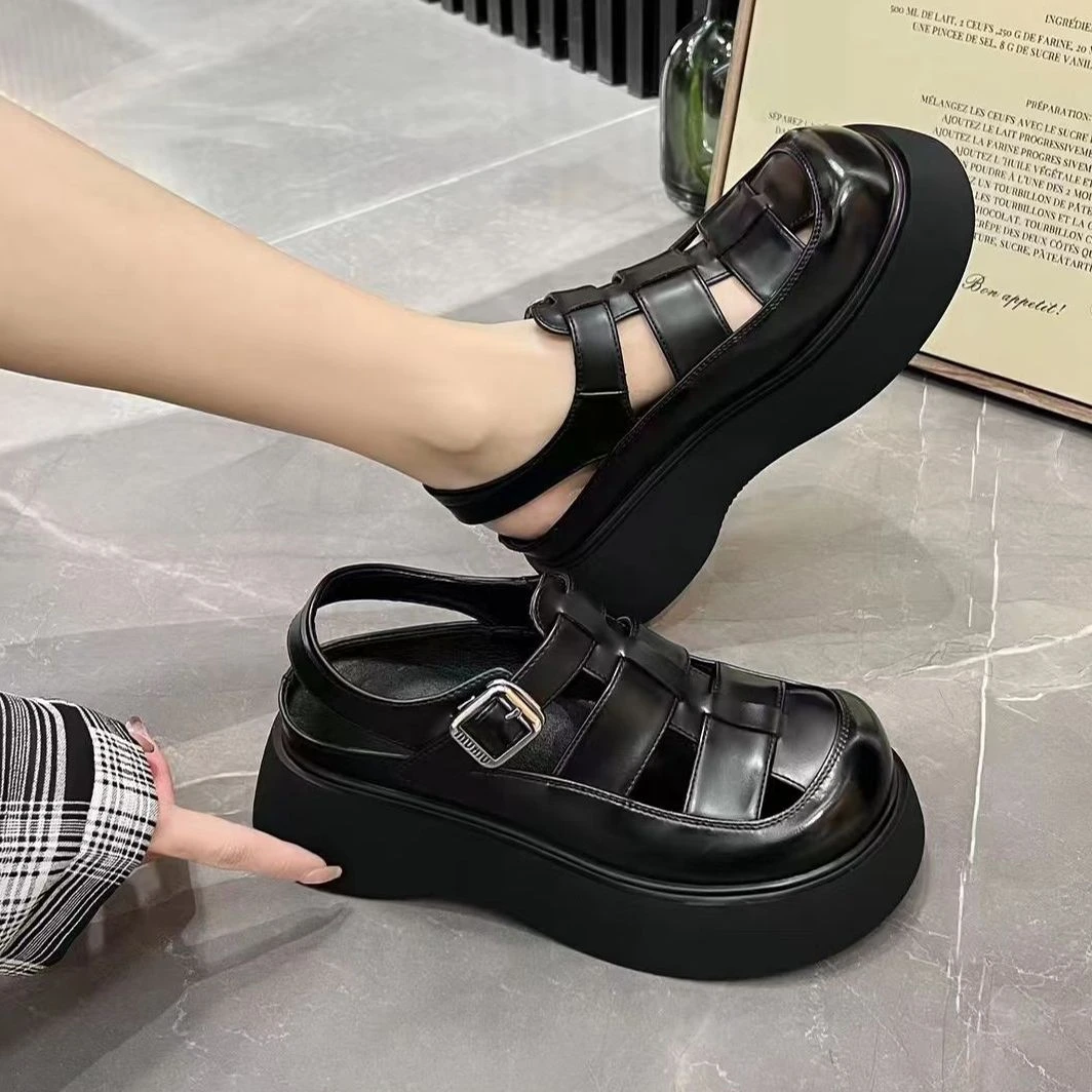 【假日】2025夏季新款百搭厚底时尚休闲凉鞋*36357