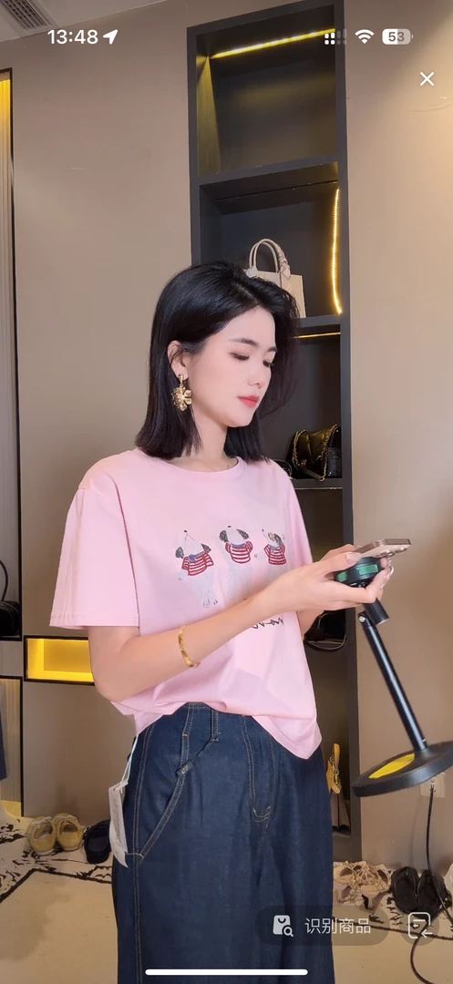 【海南简爱】宽松圆领卡通减龄休闲百搭上衣 0850-6  浅红