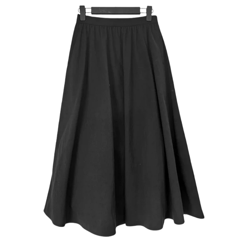 25秋季显瘦高腰黑色松紧腰时尚休闲百搭女士中长款半身裙时尚半裙